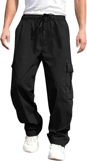 Men's Cargo Pants Multi Pockets, Straight Work Pants, Outdoor Fitness Bodybuilding Trousers Baggy Hiking Pants