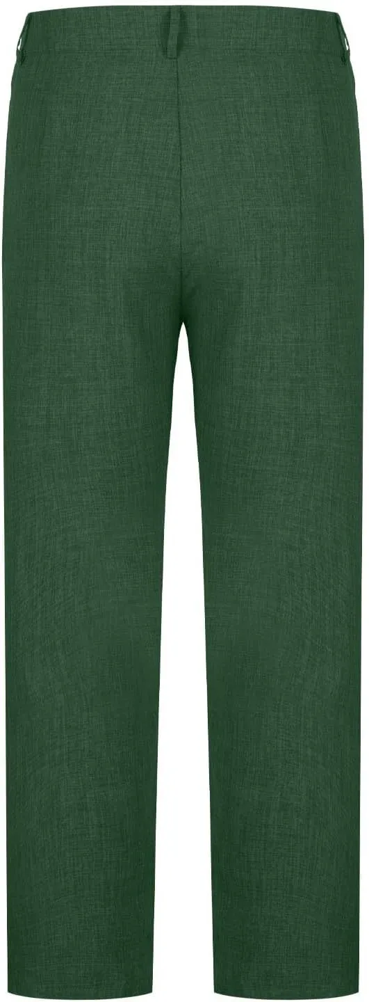 Mens Casual Pants Straight Leg Fashion Dress Slacks Summer Outdoor Trendy Button Suit Trousers Plain Business Pants