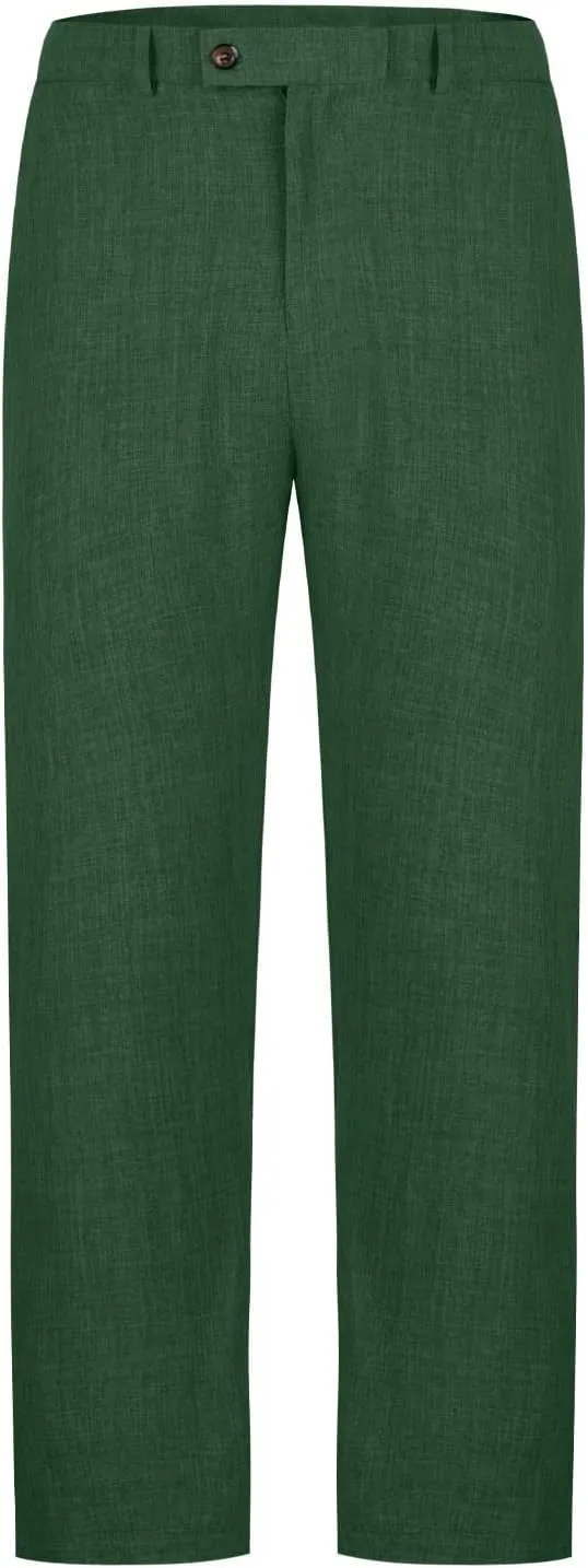 Mens Casual Pants Straight Leg Fashion Dress Slacks Summer Outdoor Trendy Button Suit Trousers Plain Business Pants