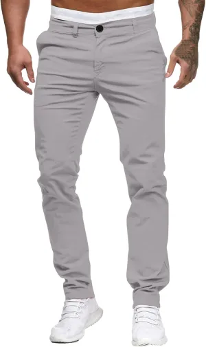 Mens Chinos Casual Slim Fit Dress Pants Stretch Flat-Front Skinny Golf Pants Comfy Solid Work Slacks Tapered Trousers