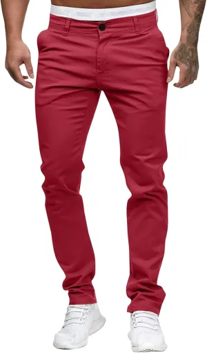 Mens Chinos Fashion Slim Fit Dress Pants Casual Business Work Skinny Stretch Golf Pants Comfort Flat Front Suit Pants Slacks