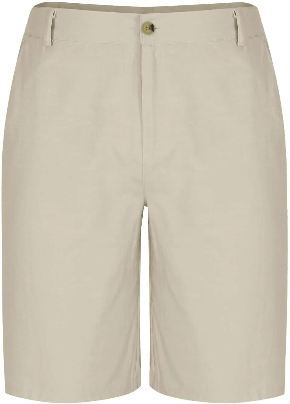 Mens Cotton Linen Shorts Flat Front Business Casual Dress Pants Button Up Elastic Waist Summer Beach Slim Fit Short