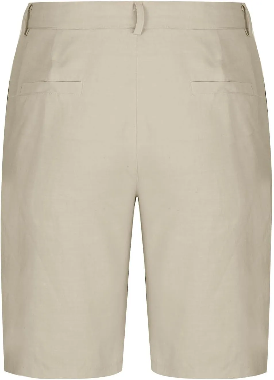Mens Cotton Linen Shorts Flat Front Business Casual Dress Pants Button Up Elastic Waist Summer Beach Slim Fit Short