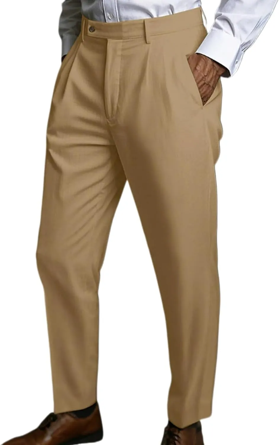 Mens Dress Casual Pants Plain Flat Front Pant Lightweight Beach Slacks Outdoor Fashion Summer Trouser with Pockets