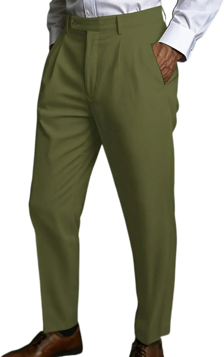Mens Dress Casual Pants Plain Flat Front Pant Lightweight Beach Slacks Outdoor Fashion Summer Trouser with Pockets