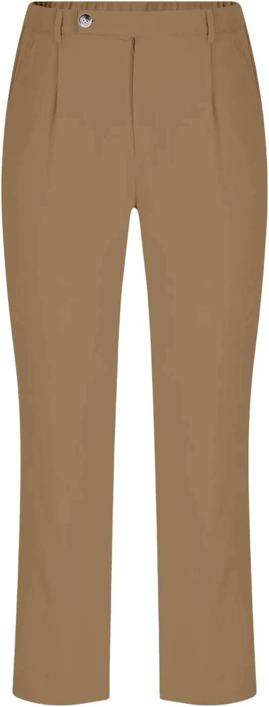Mens Dress Casual Pants Plain Flat Front Pant Lightweight Beach Slacks Outdoor Fashion Summer Trouser with Pockets
