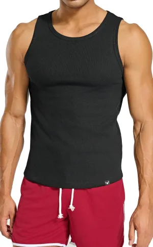Men's Essential Slim Fit Ribbed Workout Tank Tops Sleeveless Gym Shirts