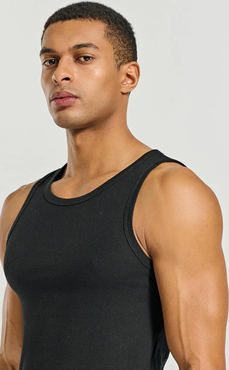 Men's Essential Slim Fit Ribbed Workout Tank Tops Sleeveless Gym Shirts