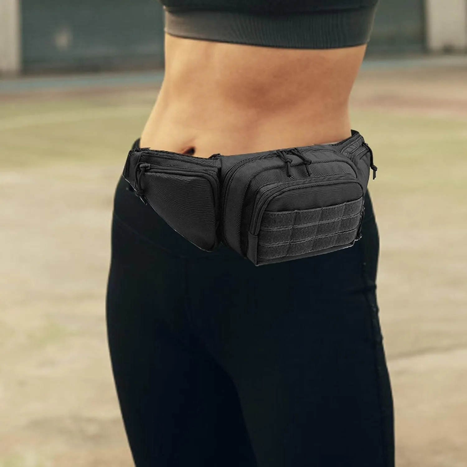 Mens Fanny Pack Crossbody Waist Bag For Men Outdoor Hiking Casual Waist Pack Running over The Shoulder Bags for Men (Black, One Size)