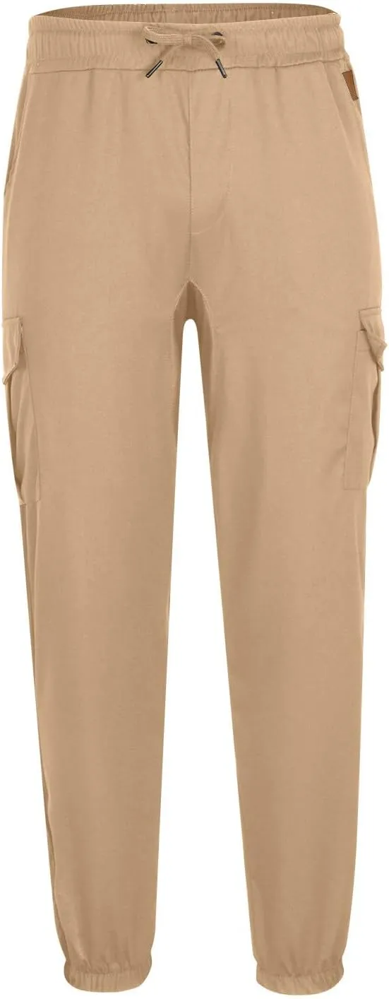 Mens Funky Cargo Jogger Pants Slim Fit Stripe Cinch Bottom Track Pants Elastic Drawstring Waist Workout Sweatpants