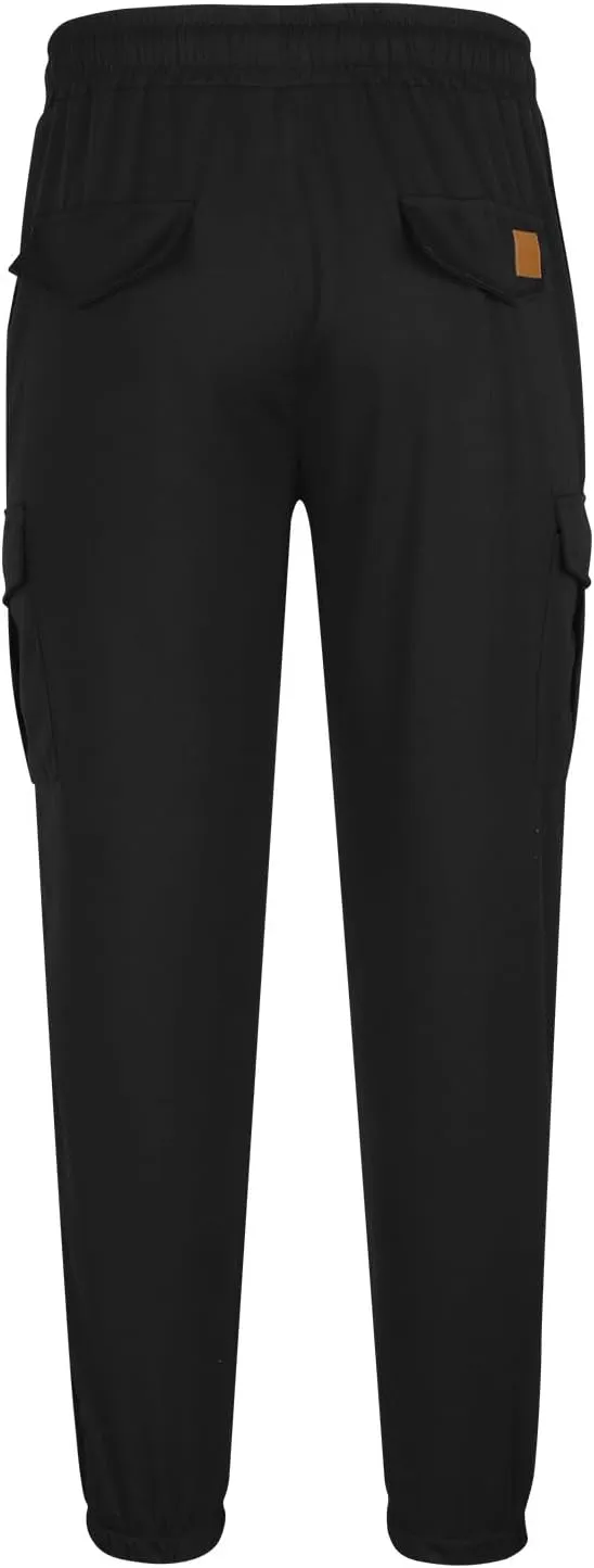 Mens Funky Cargo Jogger Pants Slim Fit Stripe Cinch Bottom Track Pants Elastic Drawstring Waist Workout Sweatpants