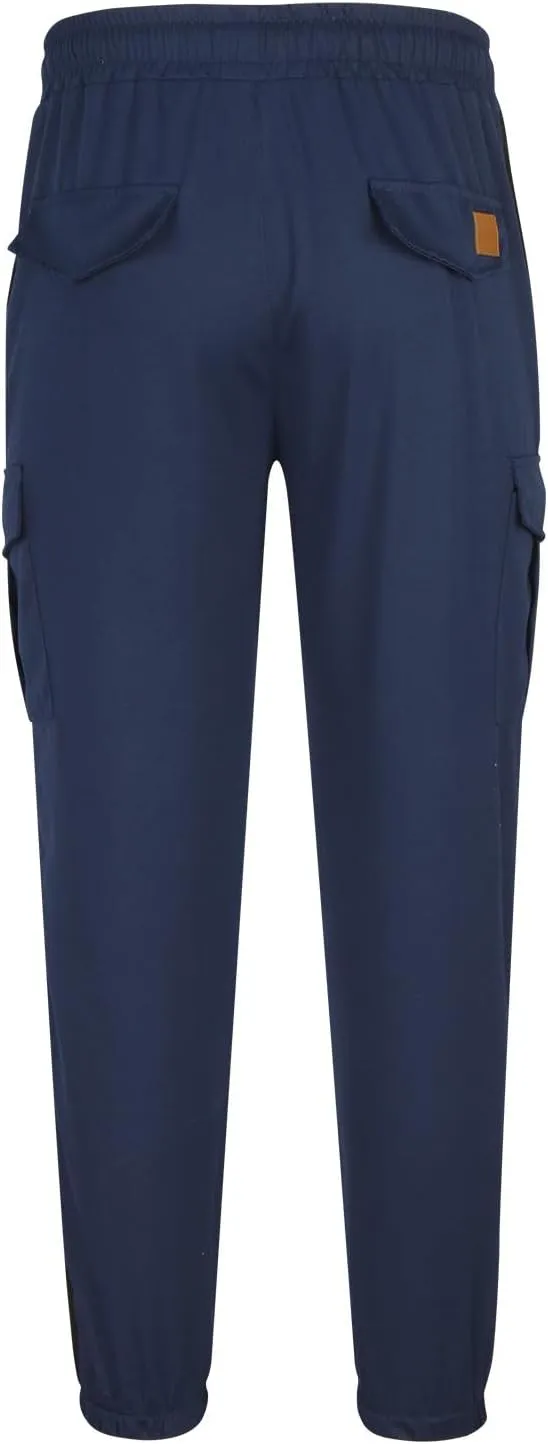 Mens Funky Cargo Jogger Pants Slim Fit Stripe Cinch Bottom Track Pants Elastic Drawstring Waist Workout Sweatpants