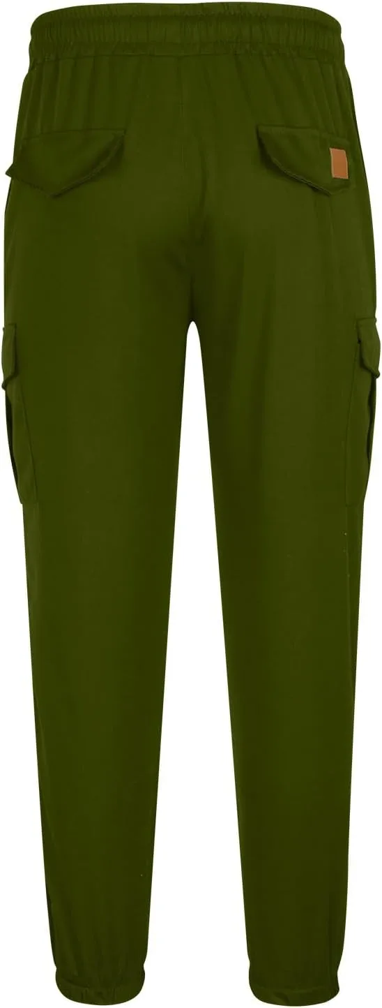Mens Funky Cargo Jogger Pants Slim Fit Stripe Cinch Bottom Track Pants Elastic Drawstring Waist Workout Sweatpants