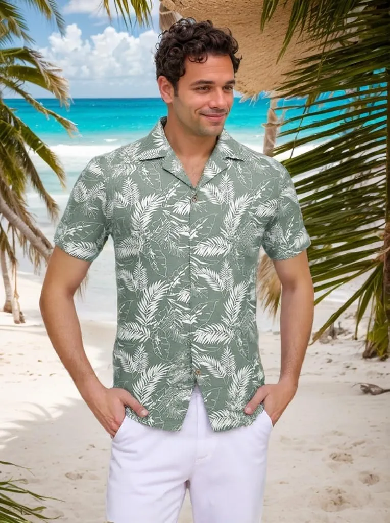 Men's Hawaiian Shirt Funky Blue Beach Printed Tropical Beach Shirt Casual Button Down Short Sleeve Floral Shirts Tops