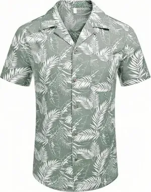 Men's Hawaiian Shirt Funky Blue Beach Printed Tropical Beach Shirt Casual Button Down Short Sleeve Floral Shirts Tops