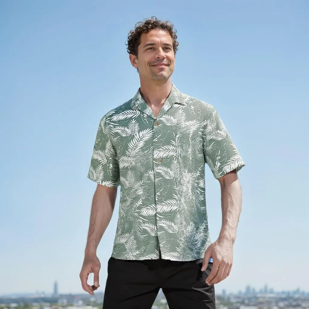 Men's Hawaiian Shirt Funky Blue Beach Printed Tropical Beach Shirt Casual Button Down Short Sleeve Floral Shirts Tops
