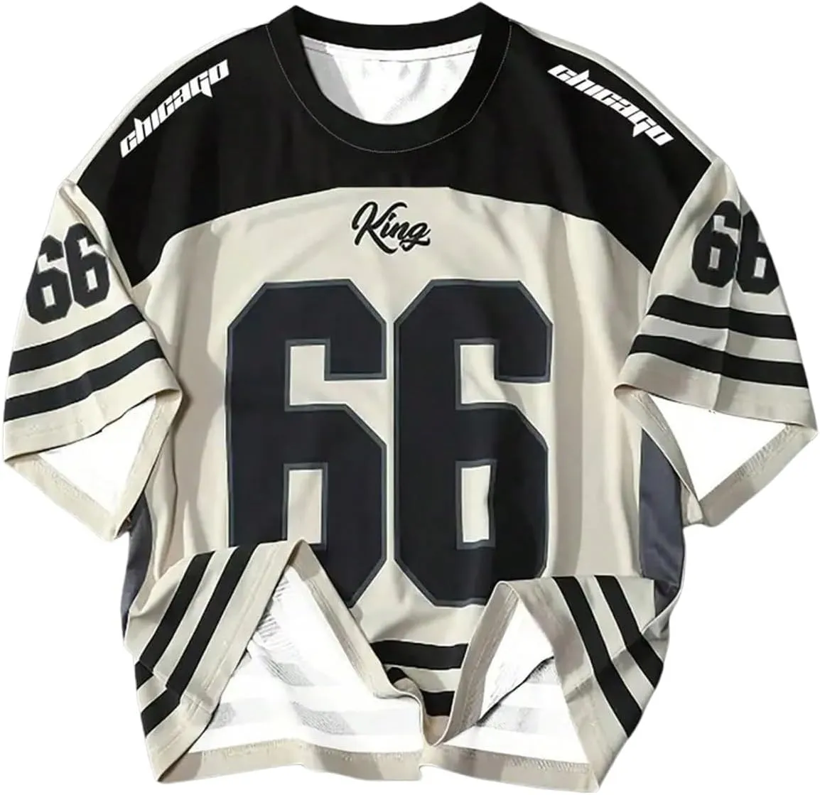 Men's Jersey Shirts Number Print Graphic T-Shirt Y2k Striped Crew Neck Tees Short Sleeve Oversized Sports Streetwear