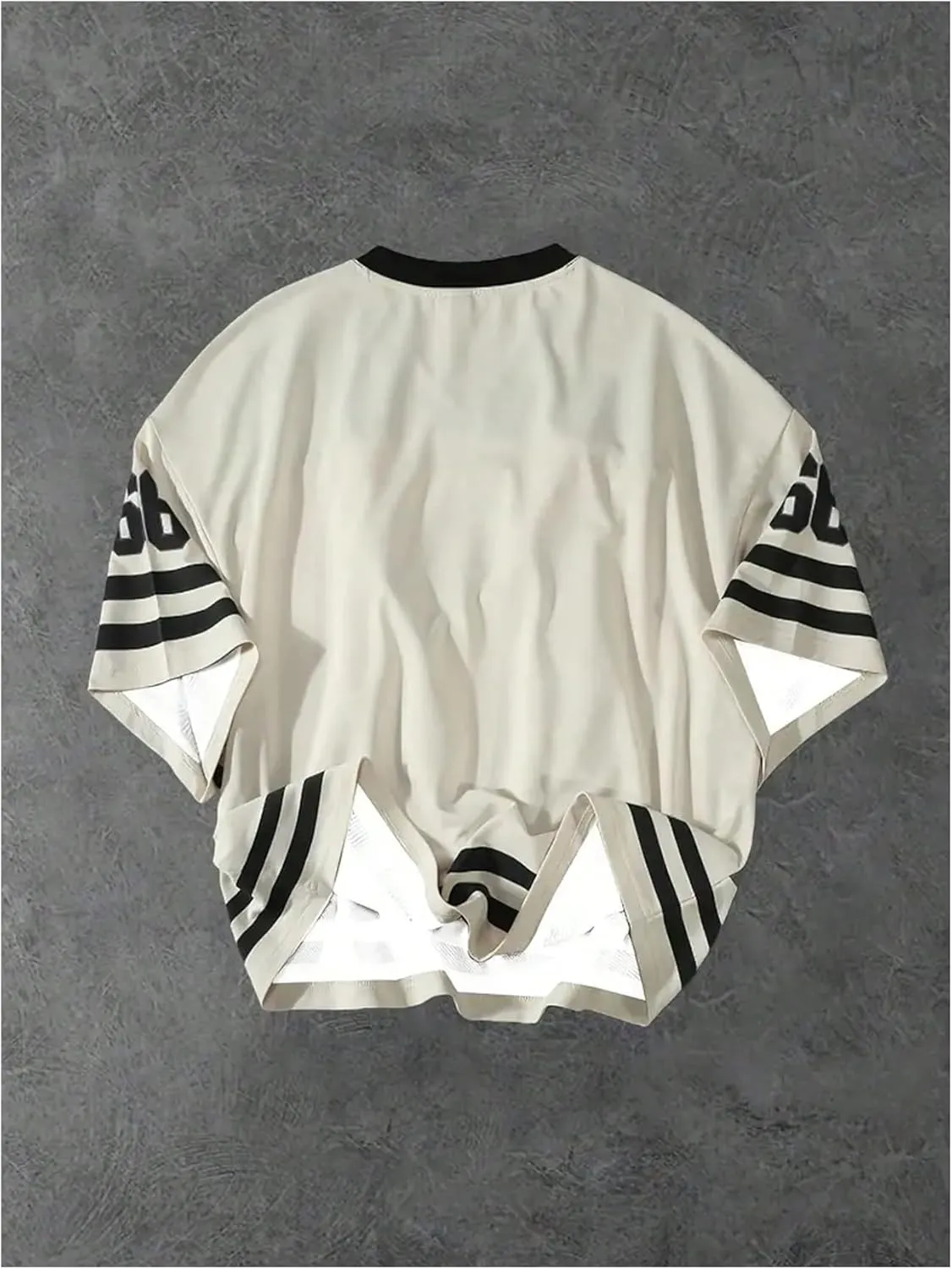 Men's Jersey Shirts Number Print Graphic T-Shirt Y2k Striped Crew Neck Tees Short Sleeve Oversized Sports Streetwear