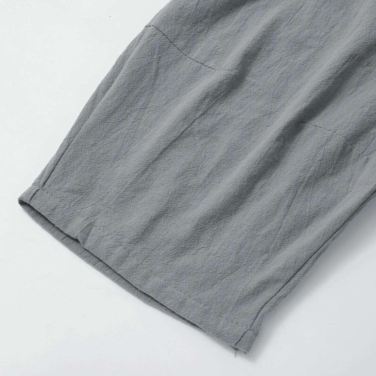 Men's Linen Pants Plus Size Plain Casual Pant Summer Outdoor Vacation Beach Trousers Lightweight Open Bottom Slacks