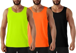 Men's Neon Swim Tank Tops Quick Dry Running Athletic Workout Gym Yoga Swimming Beach Marathon Muscle Sleeveless Shirts