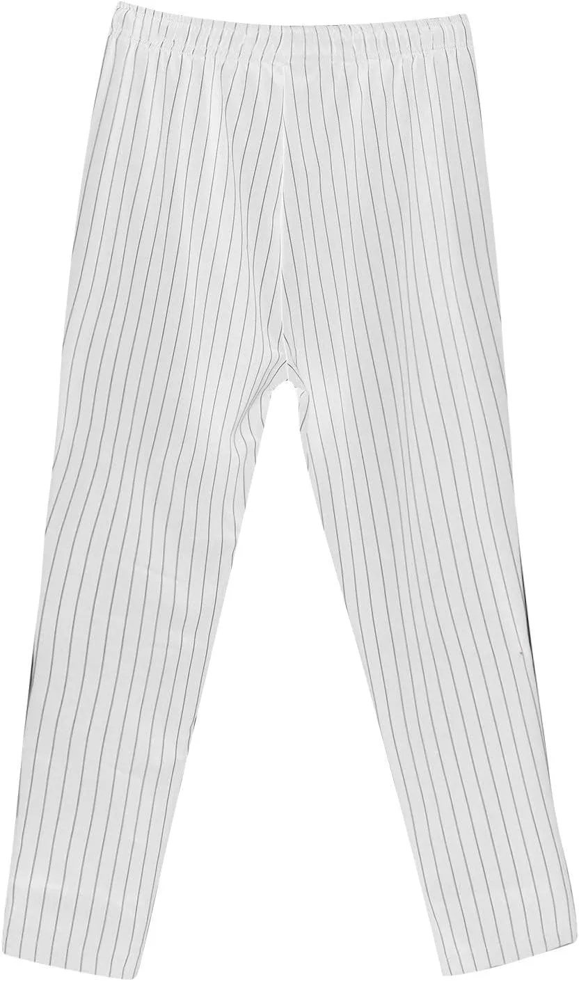 Mens Slim Fit Striped Casual Pants Casual Elastic Waist Drawstring Pencil Pants Skinny Stretchy Chino Trousers for Work