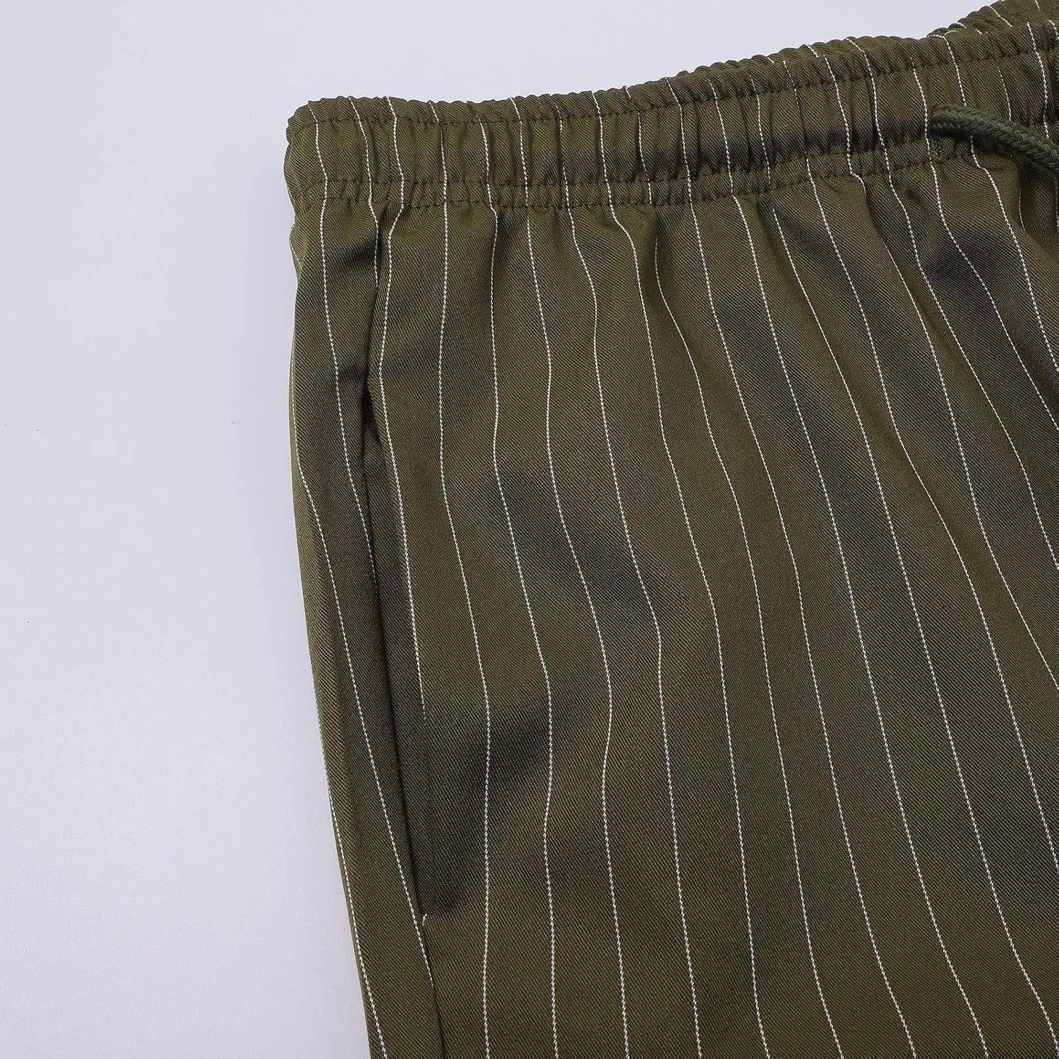 Mens Slim Fit Striped Casual Pants Casual Elastic Waist Drawstring Pencil Pants Skinny Stretchy Chino Trousers for Work