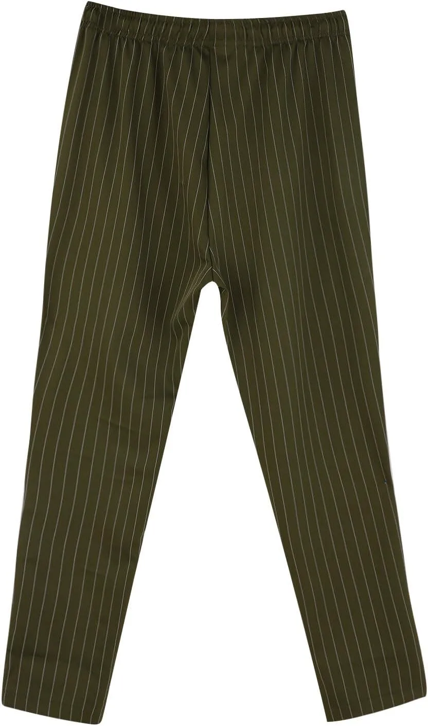 Mens Slim Fit Striped Casual Pants Casual Elastic Waist Drawstring Pencil Pants Skinny Stretchy Chino Trousers for Work
