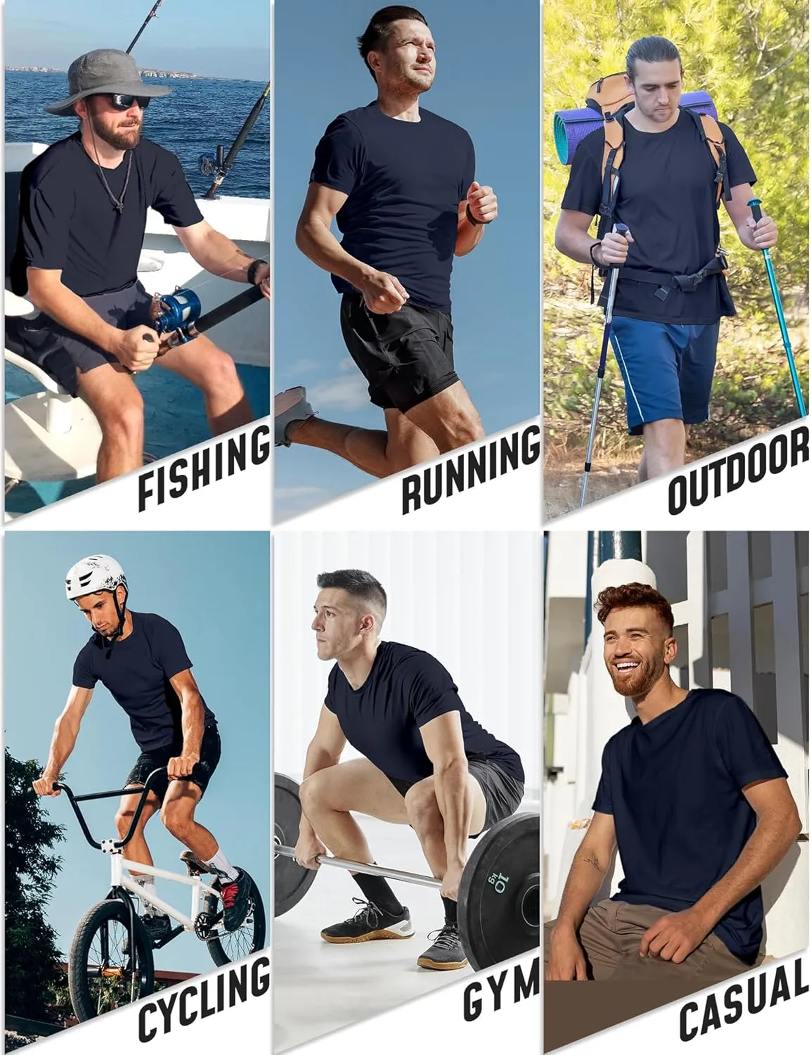 Men's T-Shirts Dry Fit UPF 50  Short Sleeve Workout Athletic Casual Gym Running Tee Fishing Tops Rash Guard Shirts