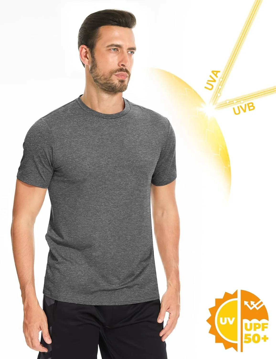 Men's T-Shirts Dry Fit UPF 50  Short Sleeve Workout Athletic Casual Gym Running Tee Fishing Tops Rash Guard Shirts