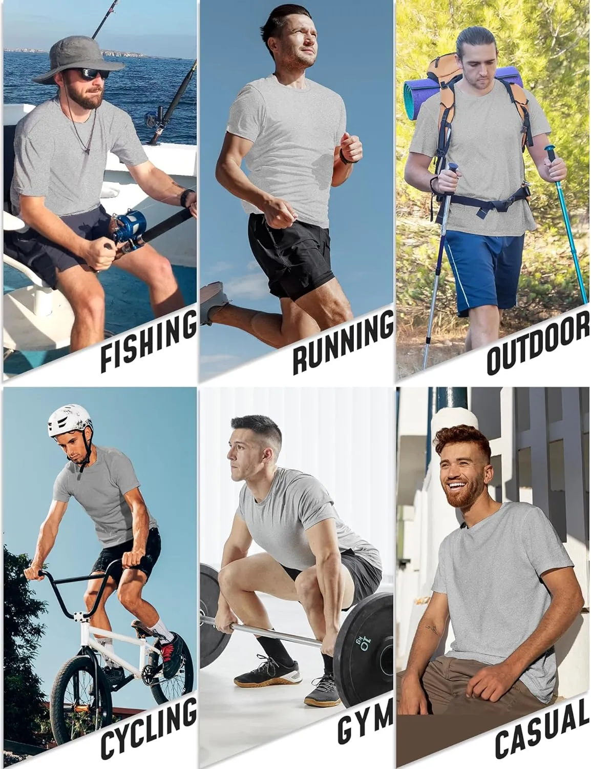 Men's T-Shirts Dry Fit UPF 50  Short Sleeve Workout Athletic Casual Gym Running Tee Fishing Tops Rash Guard Shirts