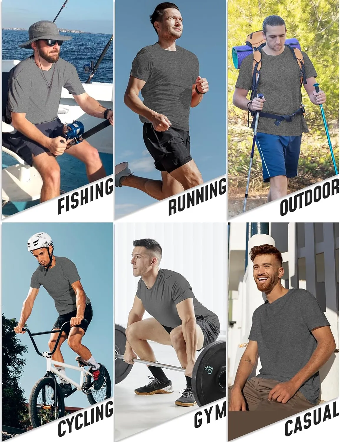 Men's T-Shirts Dry Fit UPF 50  Short Sleeve Workout Athletic Casual Gym Running Tee Fishing Tops Rash Guard Shirts