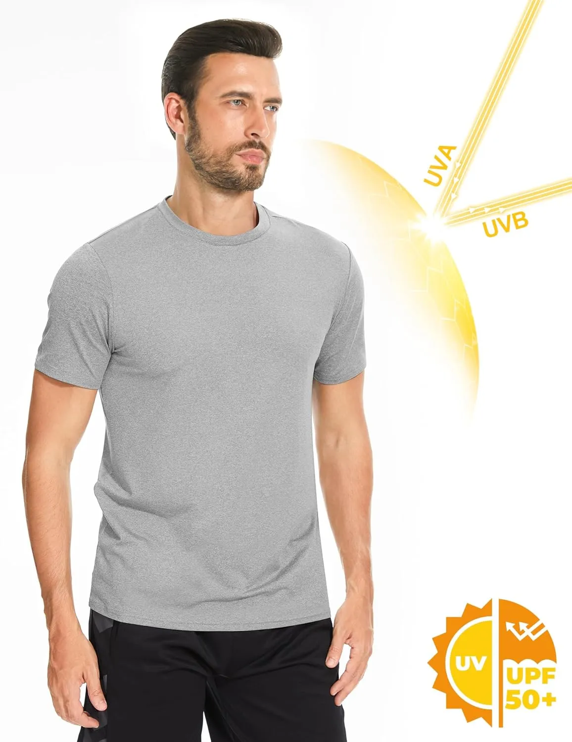 Men's T-Shirts Dry Fit UPF 50  Short Sleeve Workout Athletic Casual Gym Running Tee Fishing Tops Rash Guard Shirts
