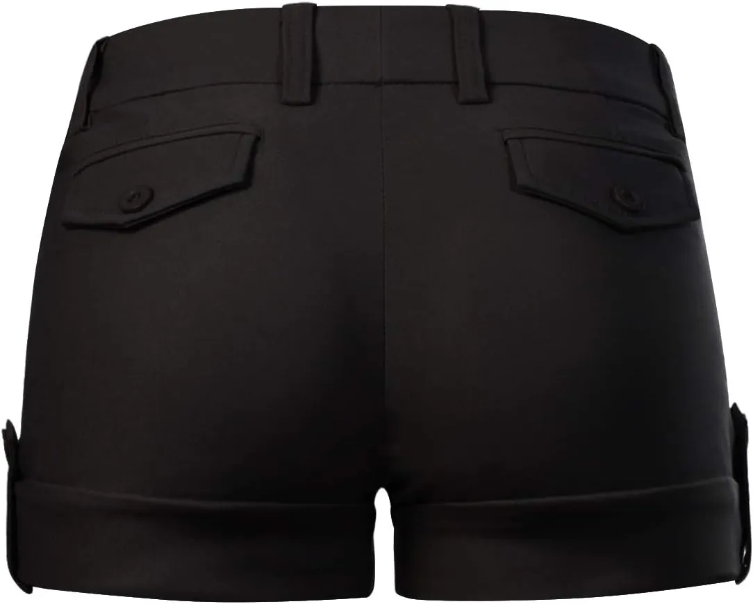 MixMatchy Women's Casual Body Enhancing Comfort Cuffed Shorts with Pockets