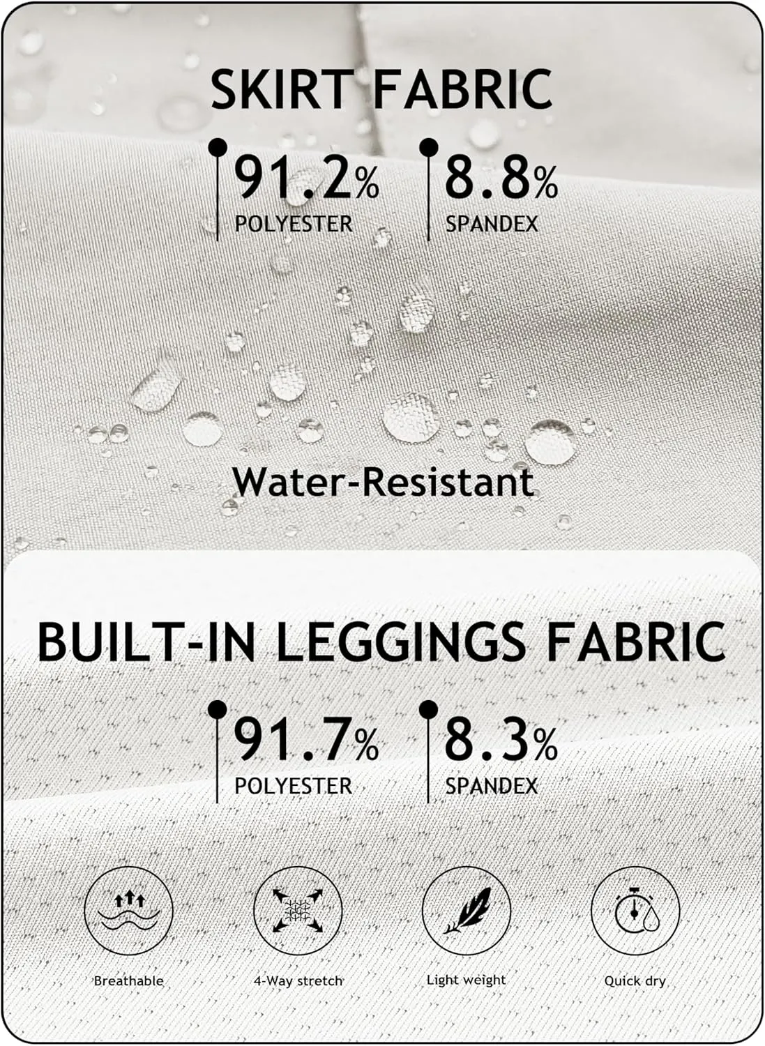MoFiz Women's 18" Hiking Cargo Skort Athletic Skirt High Waist Golf Dressy Casual Sport Quick Dry Skirt with Zipper Pockets