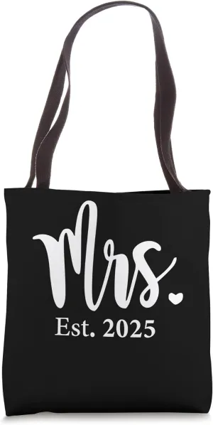 Mrs. Est. 2025 Married Wedding Couples Mr & Mrs Bride Tote Bag