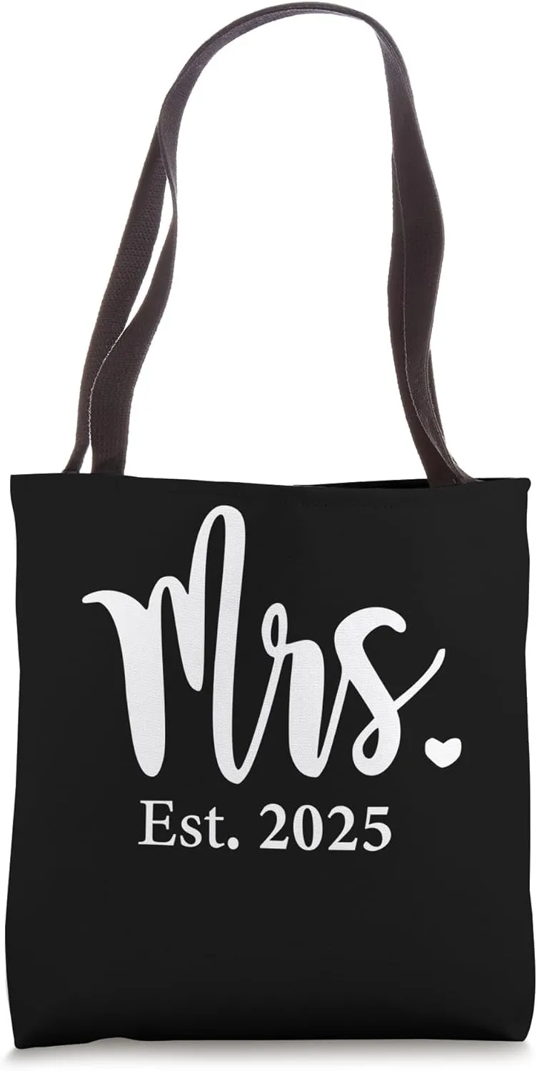 Mrs. Est. 2025 Married Wedding Couples Mr & Mrs Bride Tote Bag