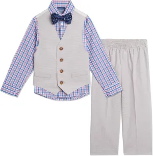 Nautica Baby Boys' 4-Piece Suit Set with Dress Shirt, Vest, Pants, and Bow Tie