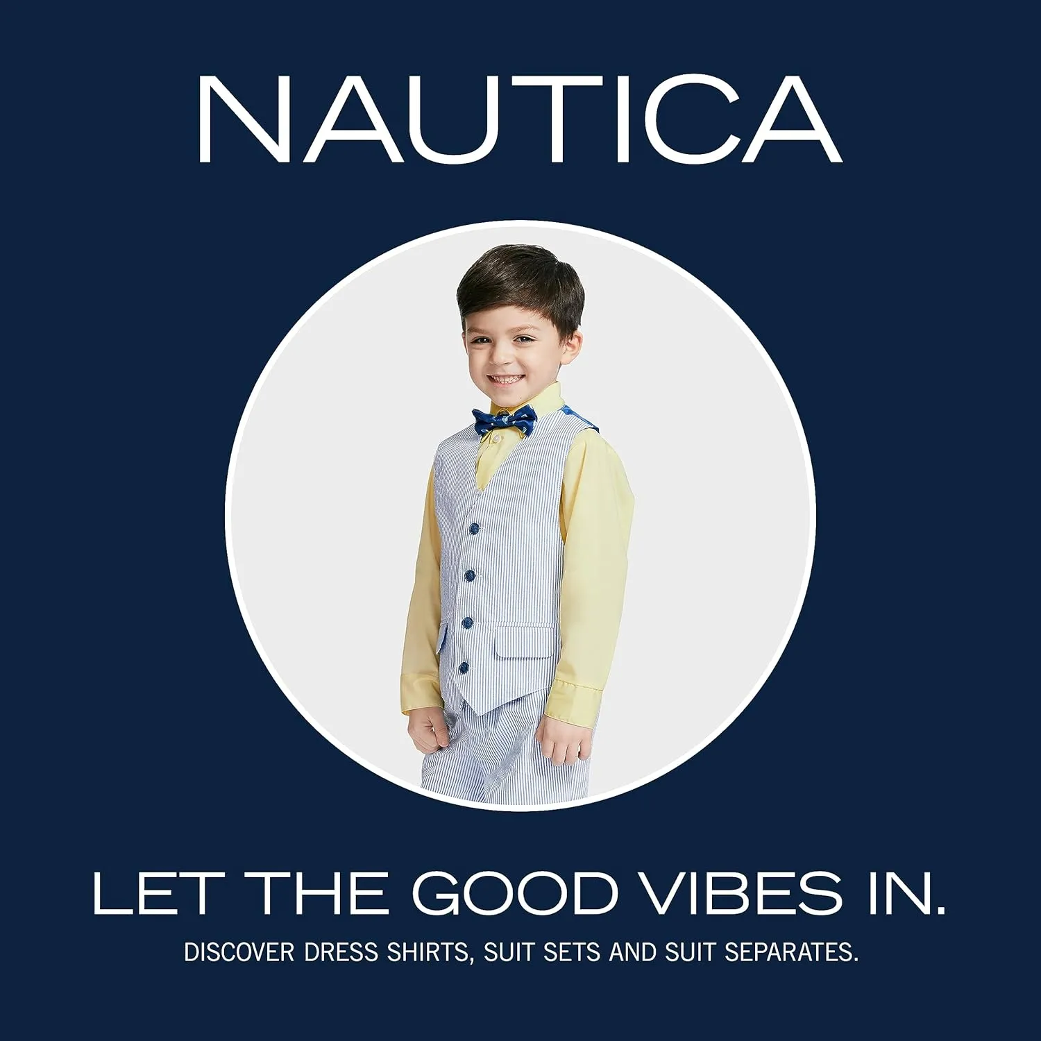 Nautica Baby Boys' 4-Piece Suit Set with Dress Shirt, Vest, Pants, and Bow Tie