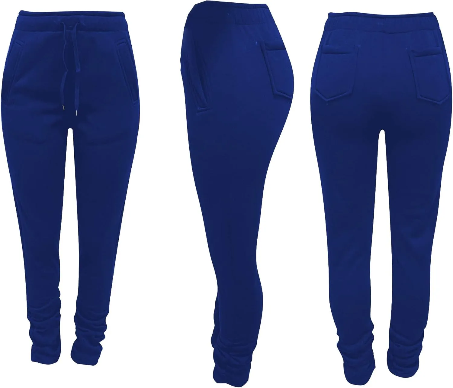 NRTHYE Stacked Pants Women Solid High Waist Drawstring Pleated Pants Casual Active Leggings Thick Sweatpants Trousers