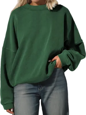 Oversized Sweatshirt Pullover For Women Crew Neck Drop Shoulder Loose Fit Sweater Y2K Shirt 2024 Clothes