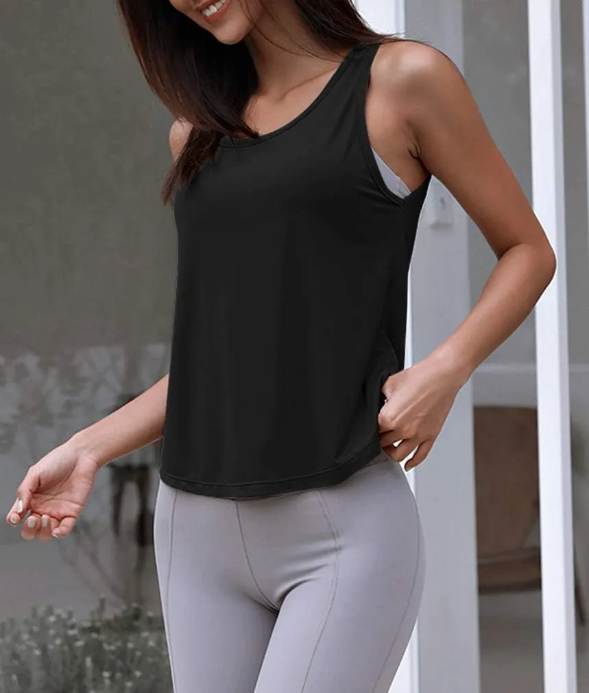 OYANUS Womens Summer Workout Tops Sexy Backless Yoga Shirts Open Back Activewear Running Sports Gym Tank Tops