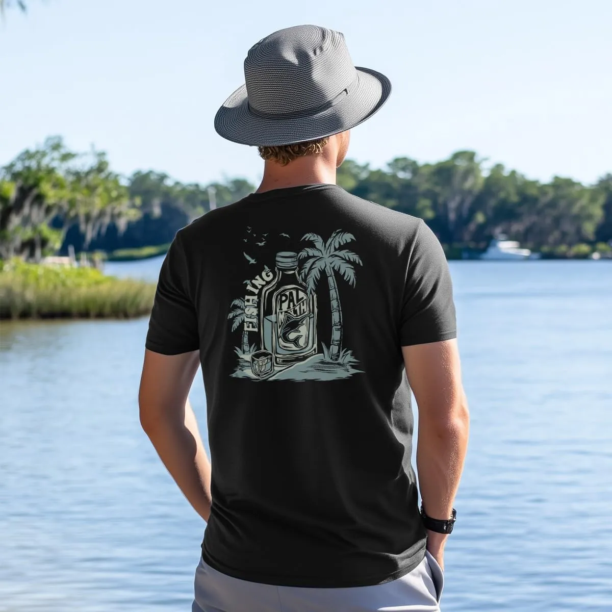 Palmyth Fishing Shirts for Men Short Sleeve T-Shirt UPF 50  Sun Protection UV Tee