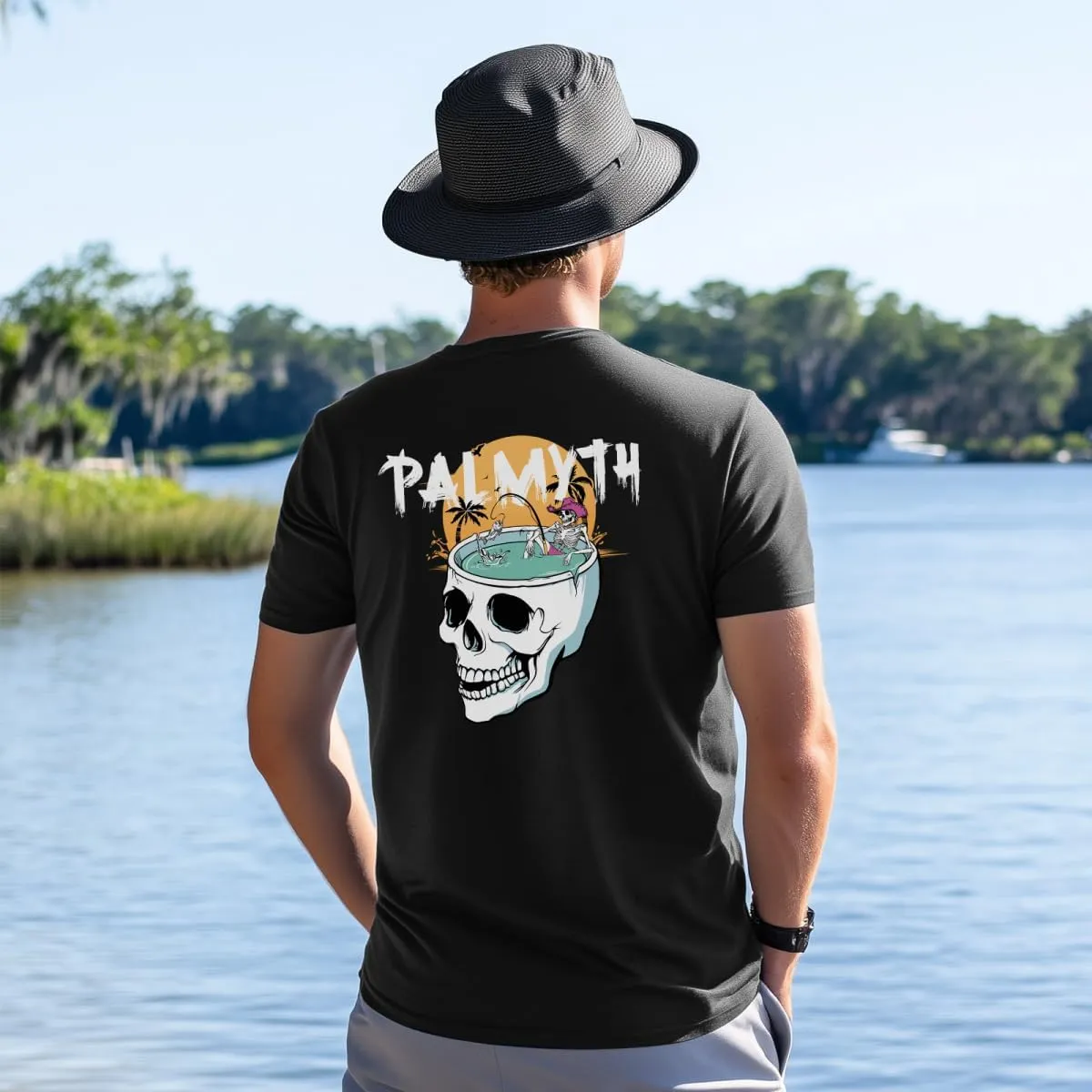 Palmyth Fishing Shirts for Men Short Sleeve T-Shirt UPF 50  Sun Protection UV Tee