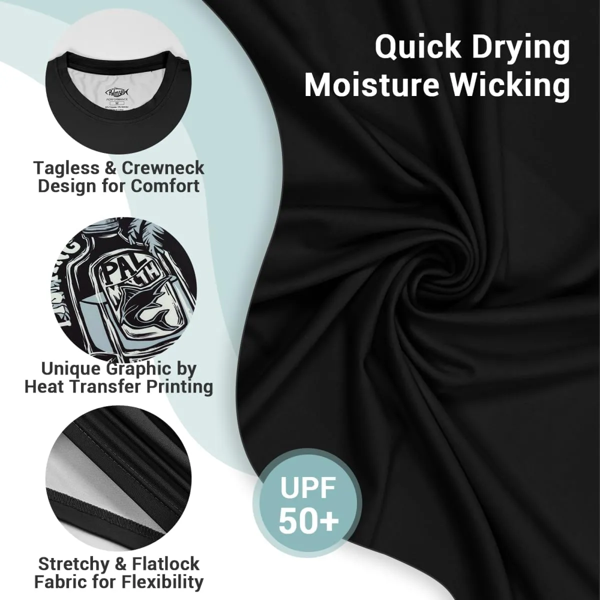 Palmyth Fishing Shirts for Men Short Sleeve T-Shirt UPF 50  Sun Protection UV Tee