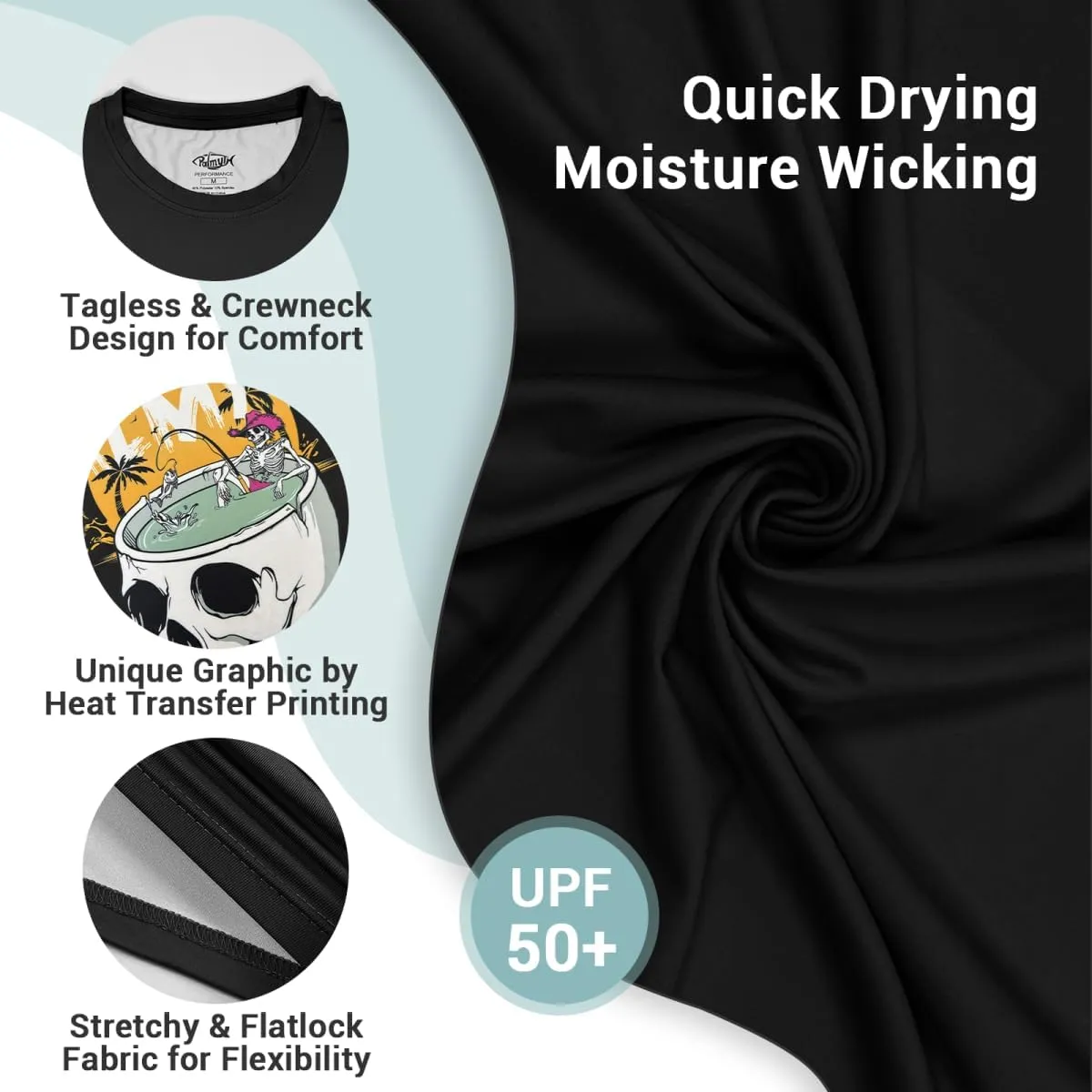 Palmyth Fishing Shirts for Men Short Sleeve T-Shirt UPF 50  Sun Protection UV Tee