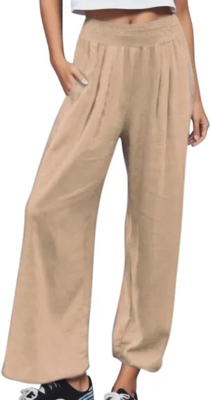Pants for Women Trendy Pants Comfy Work Pants with Pockets Elastic High Waist Paper Bag Drawstring N De Lino para