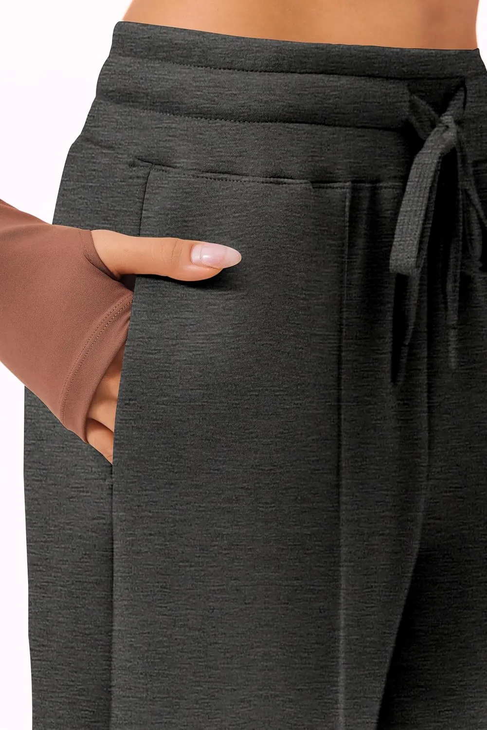 PINSPARK Wide Leg Sweatpants Women High Waisted Baggy Sweat Pants Elastic Elevated Seams Loose Active Pants with Pockets