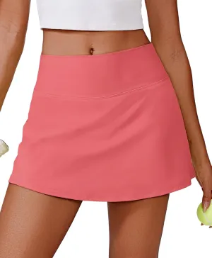 PINSPARK Womens Tennis Skirt High Waisted Golf Skort with 2 Pockets Stretchy Athletic Skirts for Workout Pickleball Running