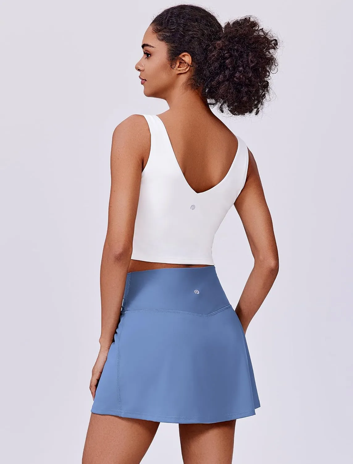 PINSPARK Womens Tennis Skirt High Waisted Golf Skort with 2 Pockets Stretchy Athletic Skirts for Workout Pickleball Running