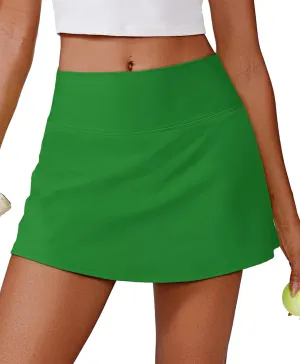PINSPARK Womens Tennis Skirt High Waisted Golf Skort with 2 Pockets Stretchy Athletic Skirts for Workout Pickleball Running
